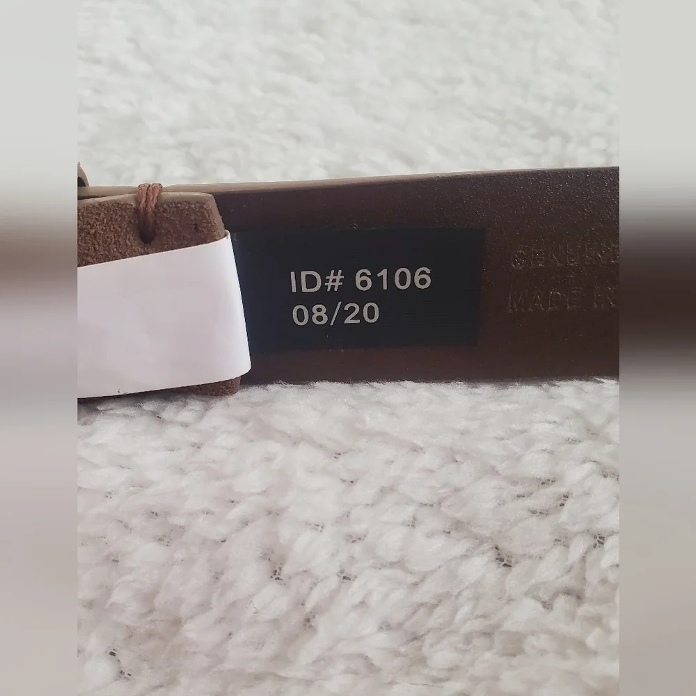 Express Design Studio Genuine Leather‎ Brown Belt Black Square Buckle for Denim